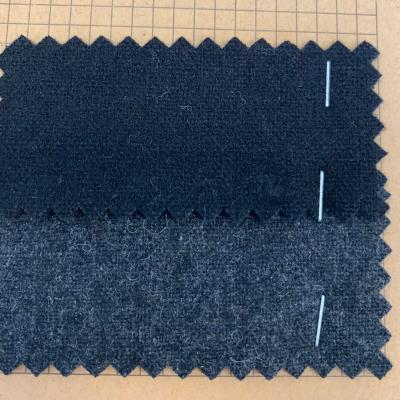 China Double Faced High Quality Comfortable Compound Plain 35% Wool Black Gray Flannel Fabric for sale