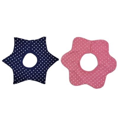 China Sustainable High Quality Flower Pattern Star Pattern Printed 100% Cotton Baby Bib for sale