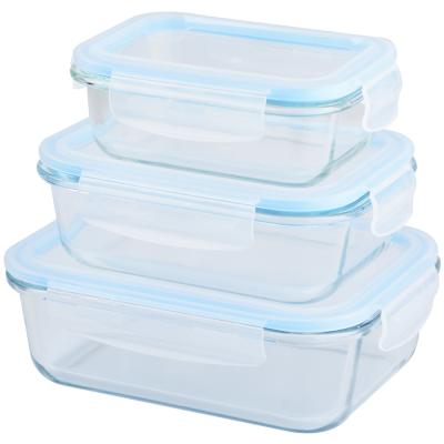 China Heat Resistant Glass Meal Prep Containers, Airtight Glass Bento Boxes, BPA Free Glass Food Storage Containers With Lids for sale