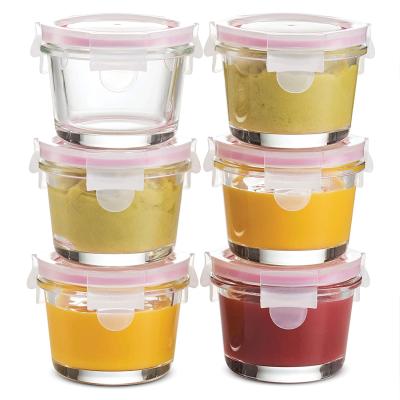 China Heat Resistant Glass Baby Food Storage Jars Set Of 6 5oz Small Baby Glass Containers for sale