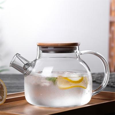 China Hand made pyrex mouth borosilicate glass viable blown glass pitcher with silicone lid and nice color from chinese supplier for sale