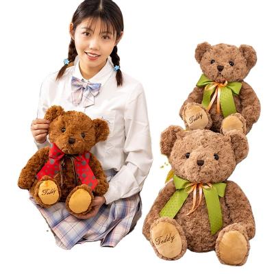 China Wholesale Plush Bow Tie Ribbon Teddy Bear Plush Toy Stroking Bear Doll for sale