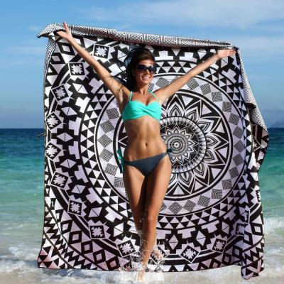 China Sustainable GRS Certificated Extra Large Recycled Plastic Fiber High Absorbent Microfiber Waffle Pool Beach Towel for sale