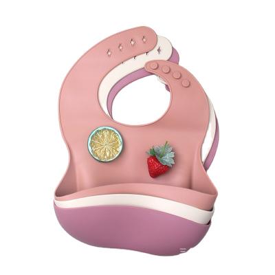 China Sample Food Grade Washable Custom Printed Free Kids Feeding Kids Waterproof Silicone Baby Bib Set Colorful for sale