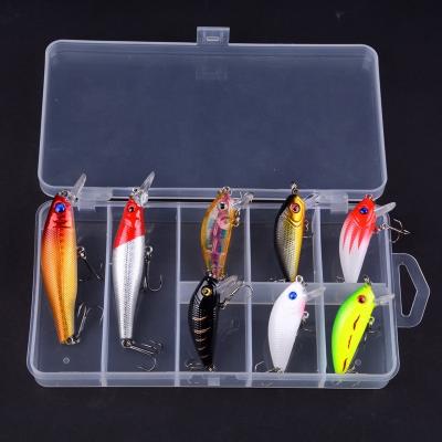 China Hook Bait Fishing Lure Tackle Baits 8pcs Speed ​​Rock River Oecan Minnow UV Hard Plastic Bait for sale