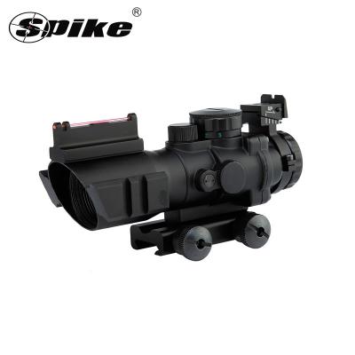 China Spike 4X 32 Prism ACOG Scope Red//Blue Green Triple Illuminated 4X32 Fiber Optic Range Reticle Scope Rifle Scope Fast Prism for sale