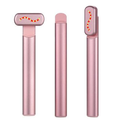 China Skin Tightening Facial Massager Red Light For Face Eye And Neck Microcurrent Facial Device For Reduce Aging Face Massager Skincare Wand 4 in 1 Facial Wand for sale