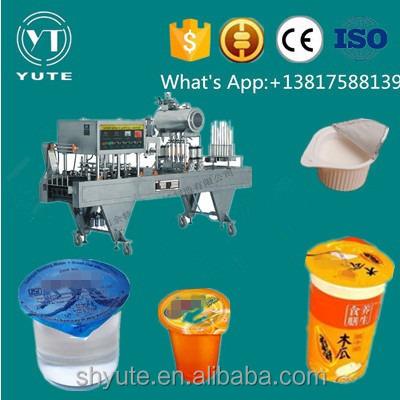 China Full Automatic Beverage 3 In 1 Cup Filling Machine Production Line for sale