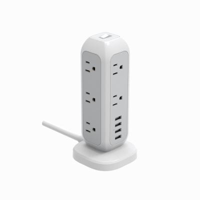 China Safty Power Strip Tower Socket Extension Lead With 4USB Outlets Widely Spaced Multi Ports Extension Cord 6ft Outlets Charging for sale