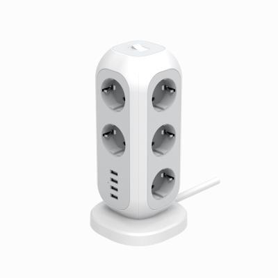 China Safty Europe power strip, surge protector with 11 AC outlets and 4 USB ports, 6 feet long extension for sale