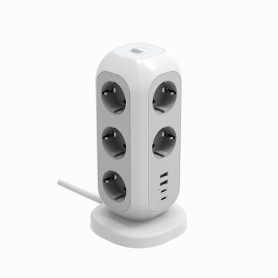 China Safty European Power Strip, Surge Protector with 11 AC Outlets and 2USB Ports 2 Type C for sale