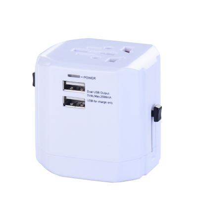 China Universal Residential / Multipurpose Travel Adapter, All In One Worldwide Plug AC Wall Charger With 2500mA 2USB Charing Port for sale