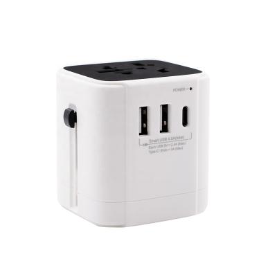 China Safty Universal Travel Adapter 2 USB Travel Charger Power Adapter with Type C for sale