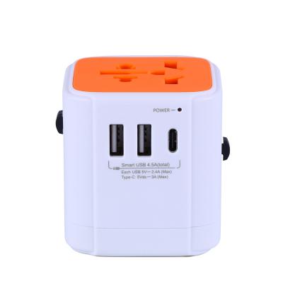 China Safty Universal Travel Adapter All-in-one International Power Adapter with 5A Type-C 3USB for sale