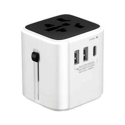 China Safty High Performance Portable Universal Travel Adapter 2 USB Travel Charger Power Adapter with Type C for sale