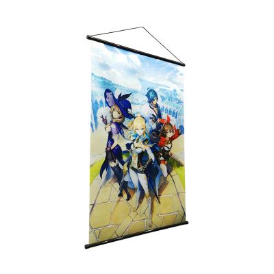 China Eco - Friendly Fashion Banner Wall Hanging Roll Polyester With Plastic Poles For Or Advertising for sale