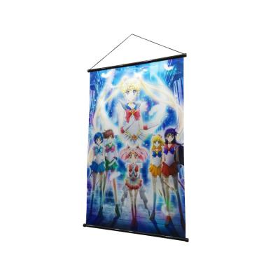 China Eco-friendly Wholesale Decoration Idols Banner Wall Hanging Roll Polyester Banner With Pole For Decoration Or Advertising for sale