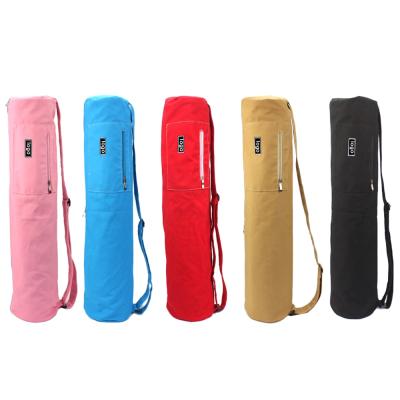 China Factory Eco-friendly Logo Printed Cotton Canvas Yoga Mat Tote Bag With Pockets Ymb01 for sale