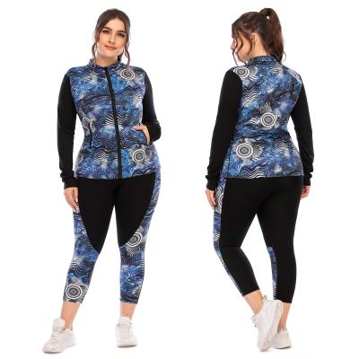 China Breathable TOP Sweatsuit Fall Teams Sweatshirts High Neck Sport Wears Two Piece Tracksuit Plus Size Sportswear Women for sale