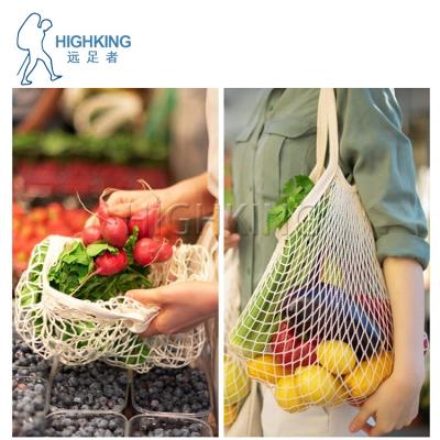 China 2021 Various Colors Twine Net Cotton Mesh Handled Eco Friendly Shopping Bag With Long Handles for sale