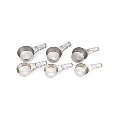 China Industrial Equipment Stainless Steel Silver Measuring Cups And Spoons Set 6 Pieces Engraved Measures Measuring Cup Spoon Customized Kitchen Tools for sale