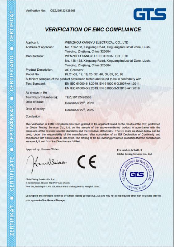 CE - Wenzhou Kangyu Electrical Co., Ltd.