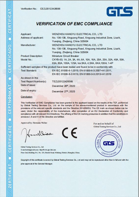 CE - Wenzhou Kangyu Electrical Co., Ltd.