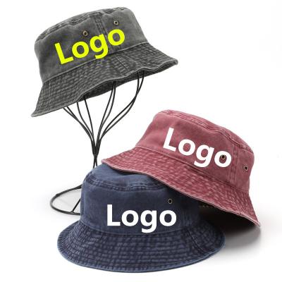 China Adult Dobby Custom Washed Outdoor Casual Bucket Hat Cotton Cotton Panama Fisherman Hat gorros with logo for sale