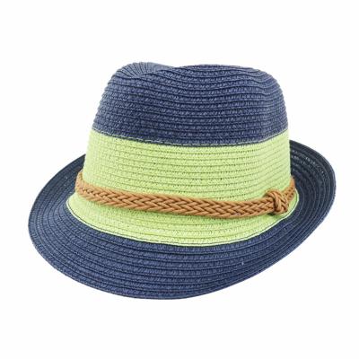 China Vacation Striped Female Beach Sunscreen Straw Hat Sun Hat Children Patchwork Women British Jazz Hat for sale