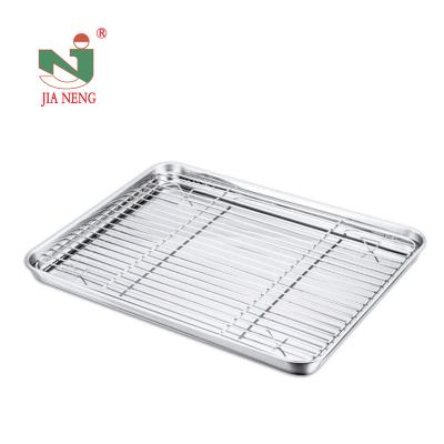 China Sustainable Stainless Steel Rotisserie Pan Roasting Pan Baking Tray With Rack Cooling Rack for sale