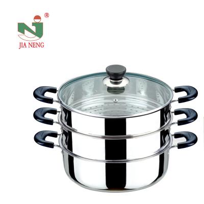 China Sustainable Stainless Steel 3 Layer Food Steamer Pot 32CM Steamer For Wholesale for sale