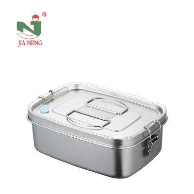 China Leakproof Stainless Steel Silicon Bento Lunch Box With Rectangular Metal Rim and Handle Freshness Preservation Food Grade for sale