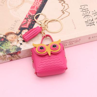 China Luxury High Quality Key Chain Women's Mini Owl Shape Backpack Keychain Small Pendant Gift Charm Bag for sale