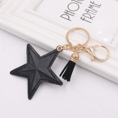 China High Quality Leather Tassel Handbag Purse Tassel High Quality PU Women's Pendant Heart Star Pattern Mobile Phone Key Chain Women's Key Chain for sale