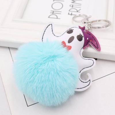 China New High Quality Halloween Ghost Plush Ball Key Chain Key Chain Bag Backpack Bestselling Car Pendant Key Chain for sale