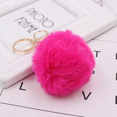 China Factory Supply 8cm Colorful Wholesale Bulk Fluff Cute Faux Fur Ball Pom Pom Keychain High Quality for sale