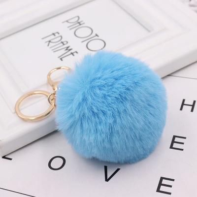 China High Quality Personalized Simple Style Fluffy Cute Women's Faux Fur Pom Pom Fur Ball Keychain For Handbag 8cm for sale