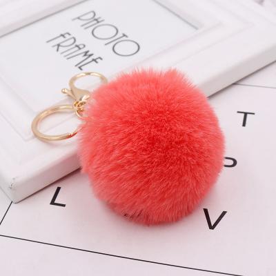 China Fluffy Ball Keychains Puff Pom Poms Keychain Backpack Pendants High Quality Bulk 8cm Multicolor Optional Faux Fur For Women for sale