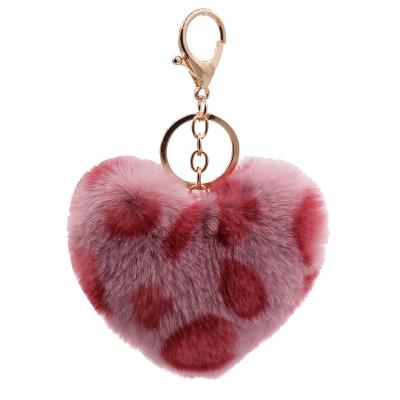 China High Quality Fashion Heart Shaped Plush Mobile Phone Keychain Soft Imitation Rabbit Key Chain Pendant Pom Pom Keychains for sale