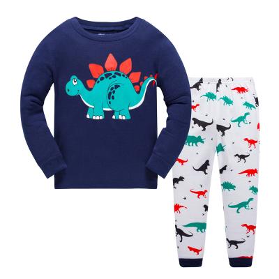 China Wholesale Children's Suit 100% Cotton Thermal 2 Piece Boys Spring and Winter Home Use Lovely Boys Dinosaur Cartoon Pajamas for sale