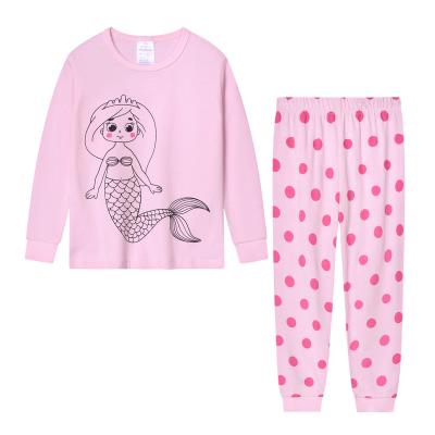 China Kids Cute 2 Piece Cotton Wholesale Children's Breathable Suits 100% Pajama Sets Girls Cartoon Pajamas for sale