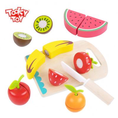 China Colorful/Safe/Environmental Kids Early Learning Kitchen Toy Magnet Cutting Vegetable Fruit Educational Wooden Baking Toy for sale