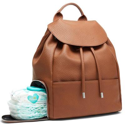 China Fashion Portable Tote Bigger Mummy Baby Diaper Backpack Diaper Bag Leather Backpack For Mother for sale