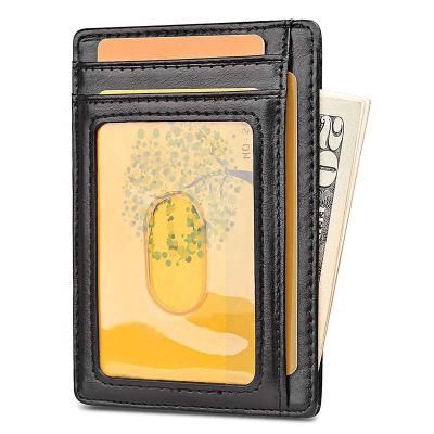 China New Designer Mini Card Case, Cheap Slim Wallet Mini RFID Blocking Card Holder With Window for sale