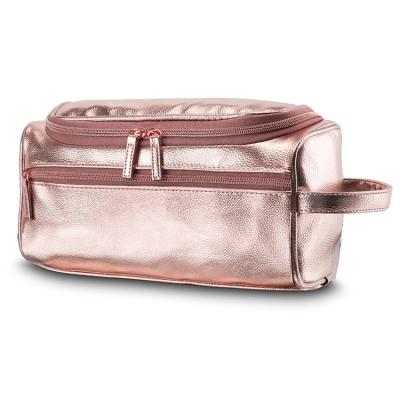 China Lightweight Travel PU Leather Cosmetic And Leather Makeup Case With Handle for sale