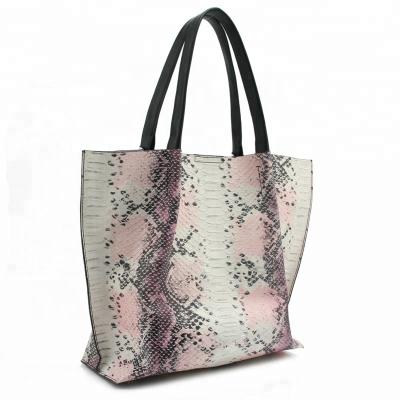 China Fashion bags manufacture fashion snake pattern leather tote bag, real leather bag for lady, designer tote bag for sale