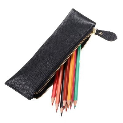 China Classic Style Leather Hold Pen Zipper Pouch Pencil Bag, Beauty Tools Organizers for sale