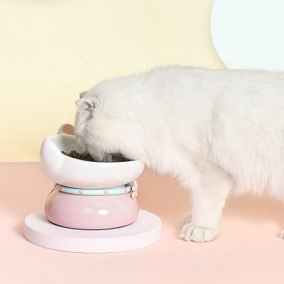 China Sustainable Hot Sale Customized Wholesale Colorful Pet Bowls Heigh Ceramic Cat Water Bowl for sale