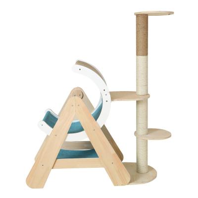 China Factory Direct Sales Sustainable Cat Climbing Tree Wooden Cat Scratcher Frame for sale