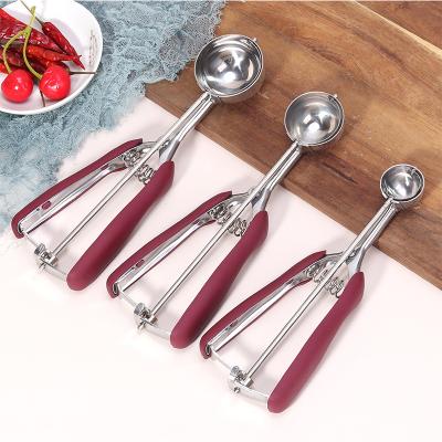 China Sustainable 304 Environmentally Friendly Ice Cream Scoop 3 Pieces Stainless Steel Ice Cream Scoop Set For Cookie Baking Scoop for sale